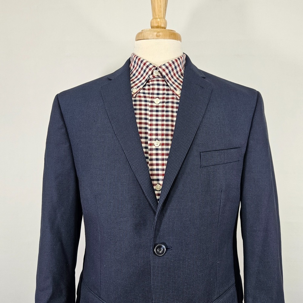 Michael Kors Men's Sport Coat Blazer Two Button‎ Navy Blue Poly Blend Sz 42S
